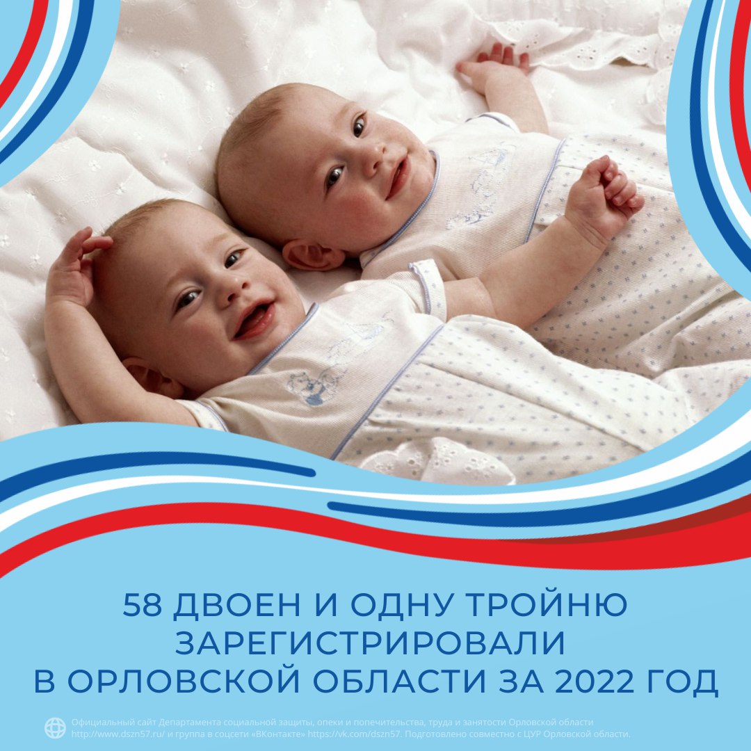 58 двоен и одну тройню зарегистрировали в Орловской области за 2022 год