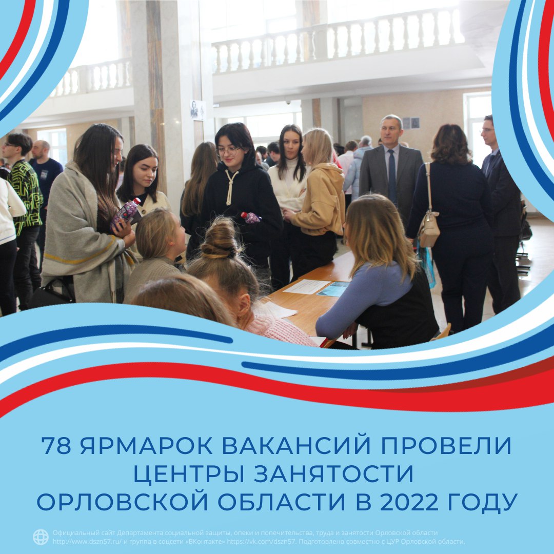78 ярмарок вакансий провели центры занятости Орловской области в 2022 году