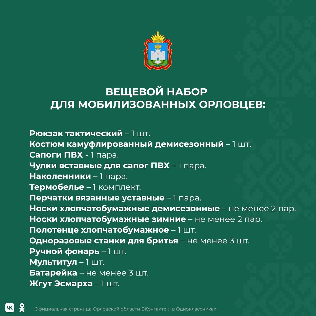 Из бюджета региона выделят 27 млн рублей на закупку вещевых наборов для мобилизованных граждан