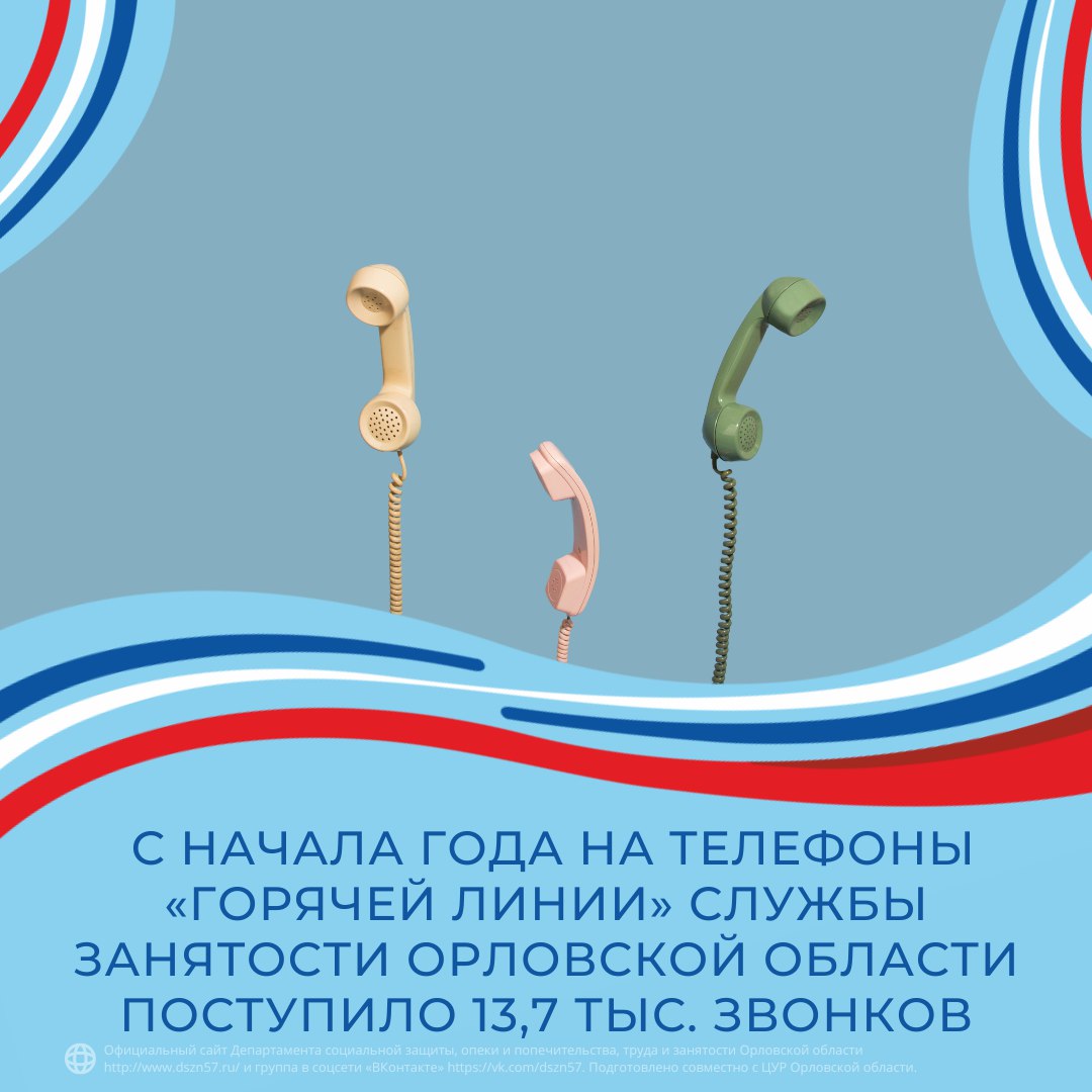 С начала года на телефоны "Горячей линии" службы занятости Орловской области поступило 13.7 тыс. звонков