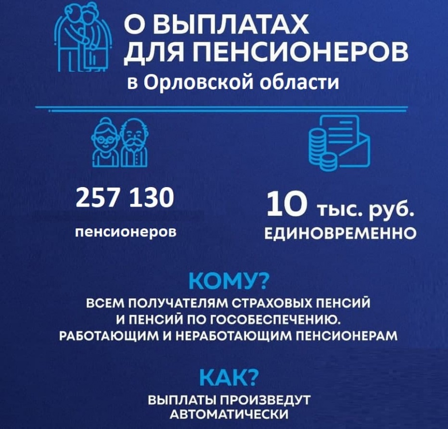 По поручению Президента России будут произведены единовременные выплаты по 10 000 рублей пенсионерам