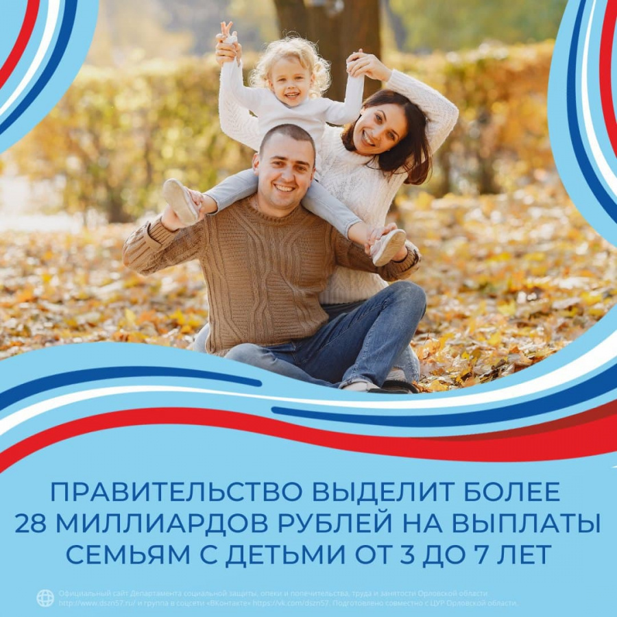 Власти выделят семьям с детьми от 3 до 7 лет более 28 миллиардов рублей